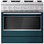 KitchenAid 36 Inch Wide Free Standing, Slide In Dual Fuel Range with Ultra Power™ Dual-Flame Burners and Even-Heat™ True Convection Agave