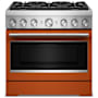 KitchenAid 36 Inch Wide Free Standing, Slide In Dual Fuel Range with Ultra Power™ Dual-Flame Burners and Even-Heat™ True Convection Scorched Orange