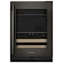KitchenAid 24 Inch Wide Right Hinge 14 Bottle Capacity Wine and Beverage Cooler with Temperature Monitoring System and Door Alarm Black Ore