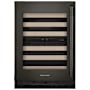 KitchenAid 24 Inch Wide 46 Bottle Capacity Left Hinge Built-In / Free Standing Wine Cooler with Temperature Monitoring System and Glass Shelves Black Ore