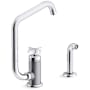 Kohler Billet 1.5 GPM Single Hole Kitchen Faucet - Includes Side Spray and Two Function Aerator Polished Chrome