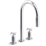 Kohler Billet 1.5 GPM Widespread Pull Down Kitchen Faucet with Cross Handles - Includes Escutcheon Polished Chrome