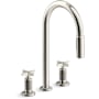 Kohler Billet 1.5 GPM Widespread Pull Down Kitchen Faucet with Cross Handles - Includes Escutcheon Vibrant Polished Nickel