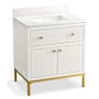 Kohler Calpa 30" Free Standing Single Basin Vanity Set with Cabinet and Stone Composite Vanity Top White