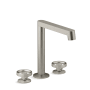 Kohler Components 1.2 GPM Widespread Row Spout Bathroom Faucet with Industrial Handles, UltraGlide Technology and Pop-Up Drain Assembly Vibrant Brushed Nickel