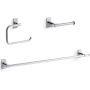 Kohler Castia by Studio McGee Bath Suite Accessory Package Featuring 24" Towel Bar, Tissue Holder, and Towel Ring Polished Chrome
