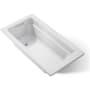 Kohler Archer Collection 60" Drop In Soaker Bath Tub with Armrests, Lumbar Support and Reversible Drain Ice Grey