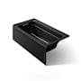 Kohler Archer Collection 60" Three Wall Alcove Soaker Bath Tub with Armrests, Lumbar Support and Left Drain Black