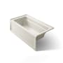Kohler Archer Collection 60" Three Wall Alcove Soaker Bath Tub with Armrests, Lumbar Support and Left Drain Biscuit