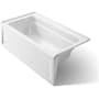 Kohler Archer 60" Alcove Soaking Bath Tub with Bask Heating and Left Drain White