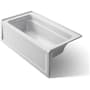 Kohler Archer 60" Alcove Soaking Bath Tub with Bask Heating and Left Drain Ice Grey