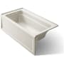 Kohler Archer 60" Alcove Soaking Bath Tub with Bask Heating and Left Drain Biscuit