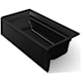 Kohler Archer Collection 72" Three Wall Alcove Soaker Bath Tub with Slotted Overflow, Armrests, Lumbar Support, Textured Bottom and Right Hand Drain Black