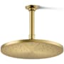 Kohler Contemporary Round 10" Single Function 2.5 GPM Rainhead with MasterClean Sprayface and Katalyst Air-Induction Technology Vibrant Brushed Moderne Brass