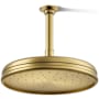 Kohler Traditional Round 10" Single Function 2.5 GPM Rainhead with MasterClean Sprayface and Katalyst Air-Induction Technology Vibrant Brushed Moderne Brass