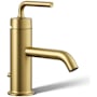 Kohler Purist 1.2 GPM Single Hole Bathroom Faucet with Pop-Up Drain Assembly Vibrant Brushed Moderne Brass