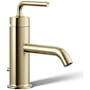 Kohler Purist 1.2 GPM Single Hole Bathroom Faucet with Pop-Up Drain Assembly Vibrant French Gold