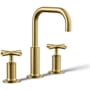 Kohler Purist 1.2 GPM Widespread Bathroom Faucet with Pop-Up Drain Assembly Vibrant Brushed Moderne Brass