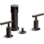 Kohler Purist Widespread Bidet Faucet with 2 Lever Handles and Pop-Up Drain Assembly Brushed Graphite
