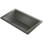 Kohler Underscore Rectangle 60" Drop In Acrylic Air Tub with Reversible Drain and Overflow Thunder Grey