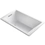 Kohler Underscore Rectangle 60" Drop In Acrylic Air Tub with Reversible Drain and Overflow White
