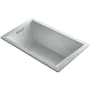 Kohler Underscore Rectangle 60" Drop In Acrylic Air Tub with Reversible Drain and Overflow Ice Grey