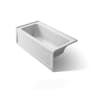 Kohler Archer Three Wall Alcove Soaking Tub with Left Hand Drain and Integral Apron Ice Grey
