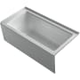 Kohler Archer 60" Three Wall Alcove Acrylic Air Tub with Right Drain, Overflow, and Integral Apron - Comfort Depth Design and Bask Heated Surface Technology Ice Grey