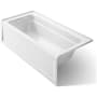 Kohler Archer 66" ExoCrylic Three-Wall Alcove Soaking Tub with Left Drain and Comfort Depth Design White