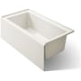 Kohler Underscore 60" Acrylic Soaking Bathtub for Three Wall Alcove Installation with Right Drain, Integral Apron and Flange - Overflow Not Included Biscuit