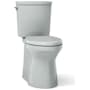 Kohler Irvine Comfort Height Two-Piece Elongated 1.28 GPF Toilet with Skirted Trapway, Revolution 360 and AquaPiston Flushing Technologies and Left-Hand Trip Lever Ice Grey