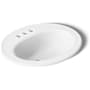 Kohler Pennington 20-1/4" Drop In Bathroom Sink with 3 Holes Drilled and Overflow White