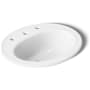 Kohler Pennington 16" Drop In Bathroom Sink with 3 Holes Drilled and Overflow White