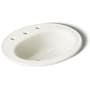 Kohler Pennington 16" Drop In Bathroom Sink with 3 Holes Drilled and Overflow Biscuit