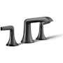 Kohler Tempered 1.2 GPM Widespread Bathroom Faucet with UltraGlide and Pop-Up Drain Assembly Matte Black