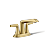 Kohler Tempered 1.2 GPM Centerset Bathroom Faucet with Pop-Up Drain Assembly Vibrant Brushed Moderne Brass