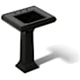 Kohler Memoirs Classic 24" Fireclay Pedestal Bathroom Sink with 8" Widespread Faucet Holes Black