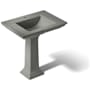 Kohler Memoirs pedestal lavatory with single-hole faucet drilling Thunder Grey