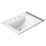 Kohler Memoirs Stately 17" Drop In Bathroom Sink with 3 Holes Drilled and Overflow White