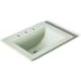 Kohler Memoirs Stately 17" Drop In Bathroom Sink with 3 Holes Drilled and Overflow Aspen Green