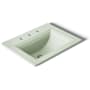 Kohler Memoirs Stately 17" Drop In Bathroom Sink with 3 Holes Drilled and Overflow Aspen Green