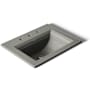 Kohler Memoirs Stately 17" Drop In Bathroom Sink with 3 Holes Drilled and Overflow Thunder Grey