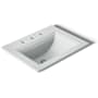 Kohler Memoirs Stately 17" Drop In Bathroom Sink with 3 Holes Drilled and Overflow Ice Grey