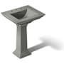 Kohler Memoirs 24" Pedestal Fireclay Bathroom Sink with 3 Faucet Holes Drilled and Overflow Thunder Grey