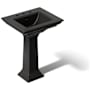 Kohler Memoirs 24" Pedestal Fireclay Bathroom Sink with 3 Faucet Holes Drilled and Overflow Black