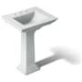 Kohler Memoirs 24" Pedestal Fireclay Bathroom Sink with 3 Faucet Holes Drilled and Overflow Ice Grey