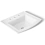 Kohler Archer 22-5/8" Drop In Bathroom Sink with 3 Holes Drilled and Overflow White