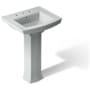 Kohler 24" Widespread Vitreous China Pedestal Bathroom Sink with 3 Pre Drilled Faucet Holes from the Archer Collection Ice Grey