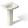 Kohler 24" Widespread Vitreous China Pedestal Bathroom Sink with 3 Pre Drilled Faucet Holes from the Archer Collection Biscuit