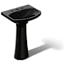 Kohler Cimarron Pedestal Bathroom Sink with 8" Widespread Faucet Holes Black